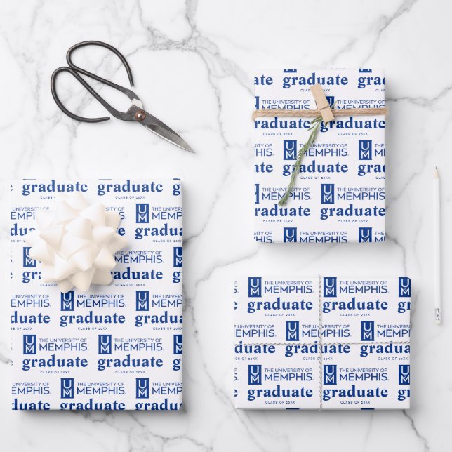 University of Memphis Formal Academic Logo Wrapping Paper Sheets (Front)