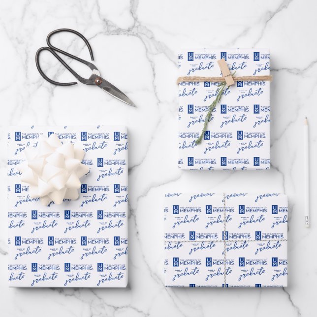 University of Memphis Formal Academic Logo Wrapping Paper Sheets (Front)