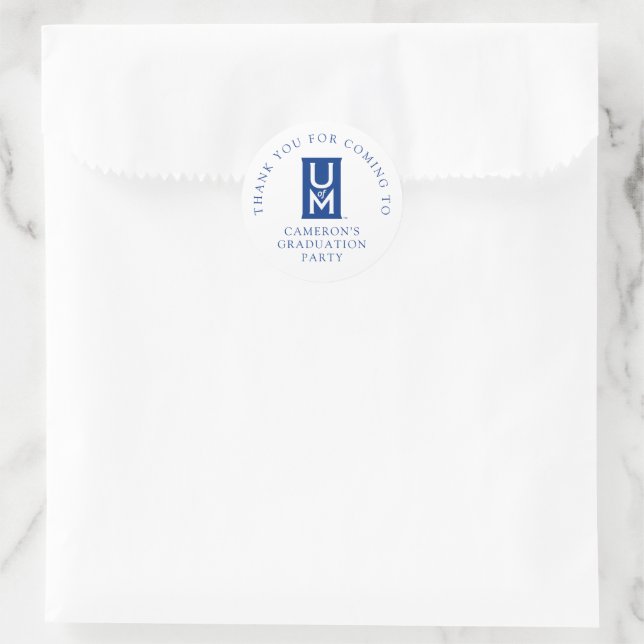 University of Memphis Formal UofM Monogram Classic Round Sticker (Bag)