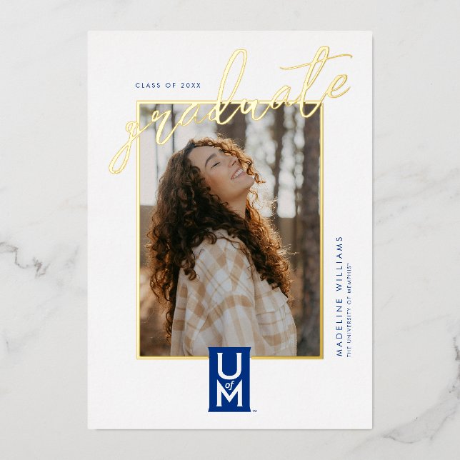 University of Memphis Formal UofM Monogram Foil Invitation (Front)