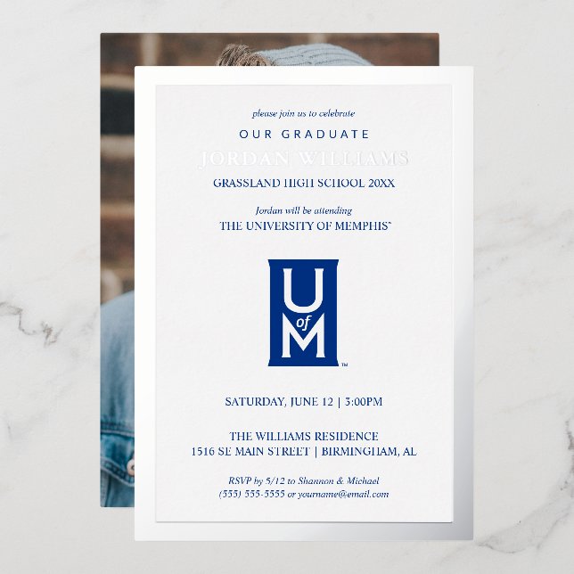 University of Memphis Formal UofM Monogram Foil Invitation (Front/Back)