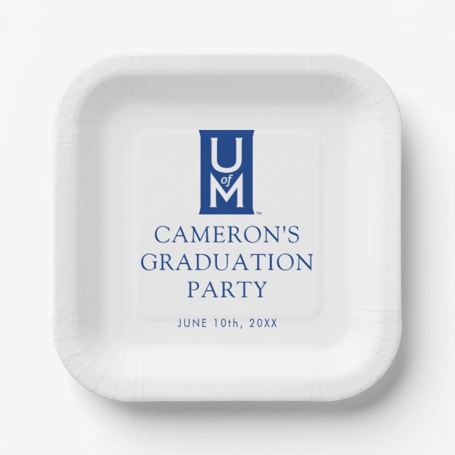 University of Memphis Formal UofM Monogram Paper Plates (Front)
