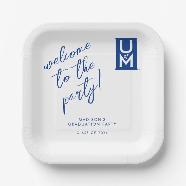 University of Memphis Formal UofM Monogram Paper Plates (Front)