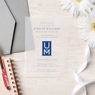 University of Memphis Formal UofM Monogram Vellum Invitations
