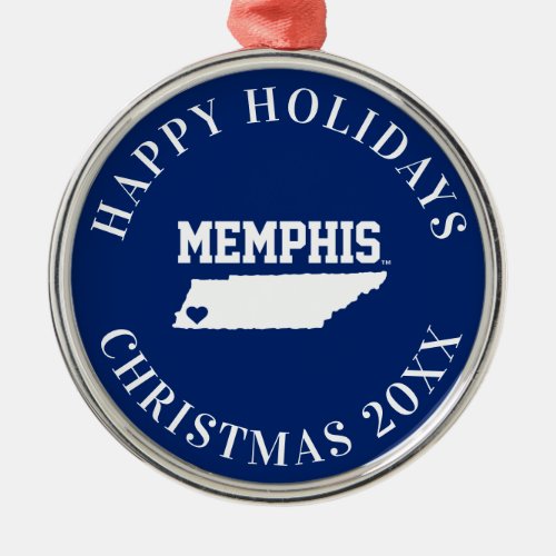 University of Memphis State Love Metal Ornament