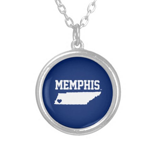 University of Memphis State Love Silver Plated Necklace