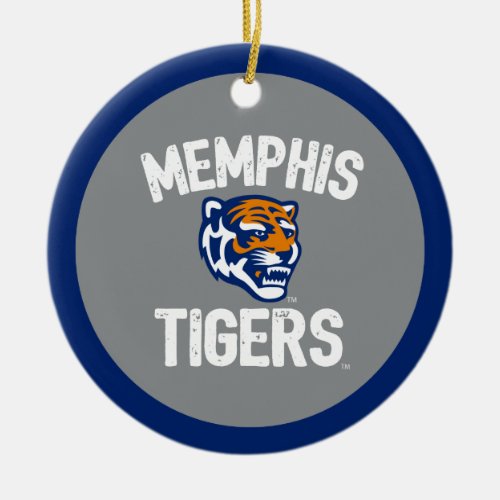 University of Memphis Tigers Distressed Ceramic Ornament