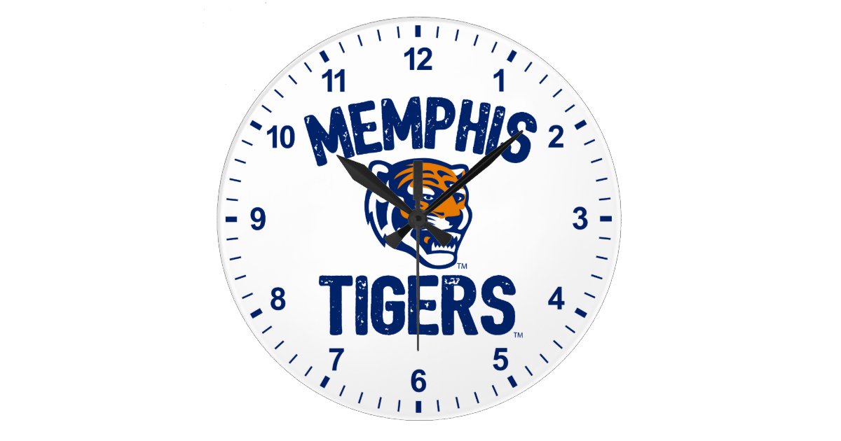 University Of Memphis Tigers Distressed Large Clock Zazzle Com