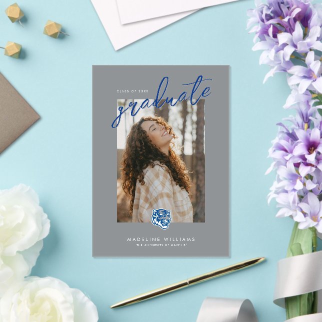University of Memphis Tigers Mascot Head Logo Acrylic Invitations (Insitu (Wedding))