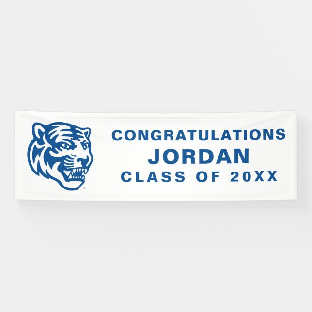 University of Memphis Tigers Mascot Head Logo Banner (Horizontal)