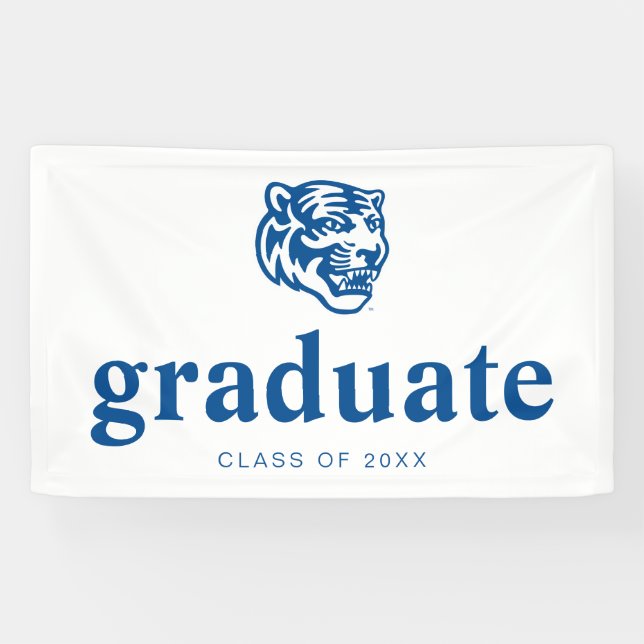 University of Memphis Tigers Mascot Head Logo Banner (Horizontal)