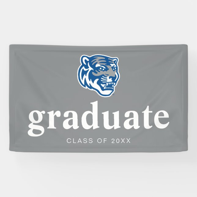 University of Memphis Tigers Mascot Head Logo Banner (Horizontal)