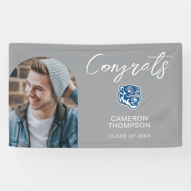 University of Memphis Tigers Mascot Head Logo Banner (Horizontal)