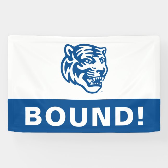 University of Memphis Tigers Mascot Head Logo Banner (Horizontal)