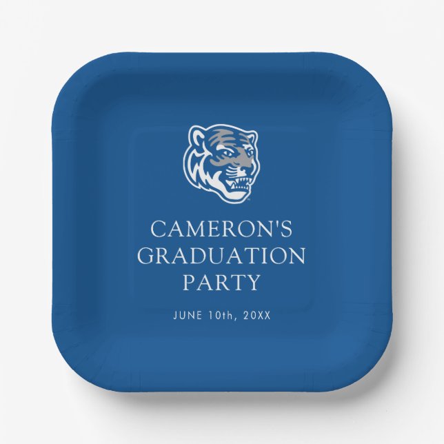 University of Memphis Tigers Mascot Head Logo Paper Plates (Front)