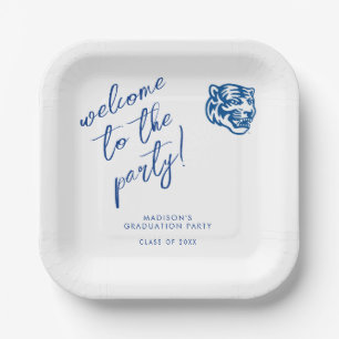University of Memphis Tigers Mascot Head Logo Paper Plates