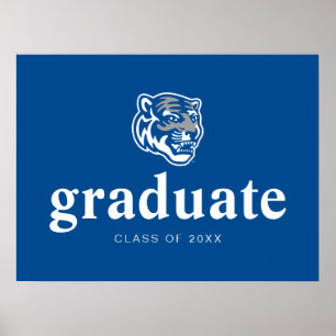 University of Memphis Tigers Mascot Head Logo Poster