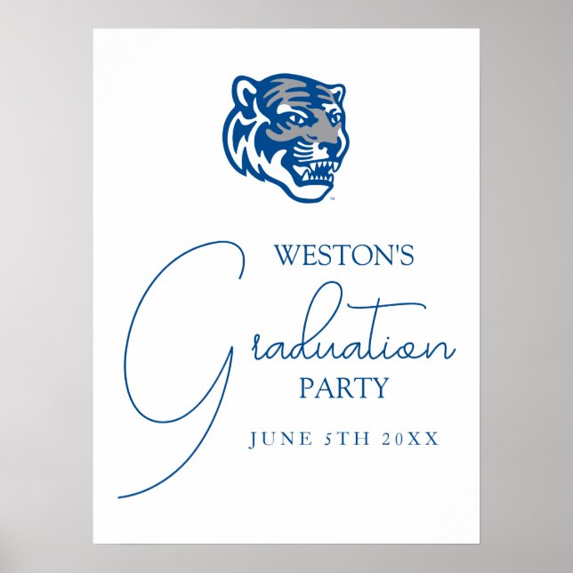 University of Memphis Tigers Mascot Head Logo Poster (Front)