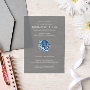 University of Memphis Tigers Mascot Head Logo Vellum Invitations