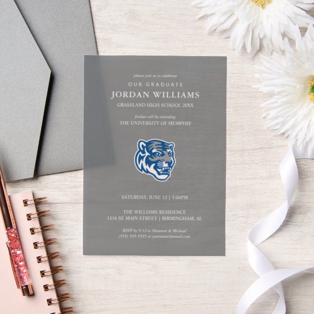 University of Memphis Tigers Mascot Head Logo Vellum Invitations (Wedding)
