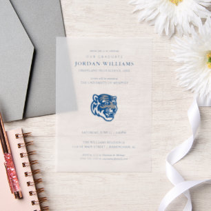 University of Memphis Tigers Mascot Head Logo Vellum Invitations