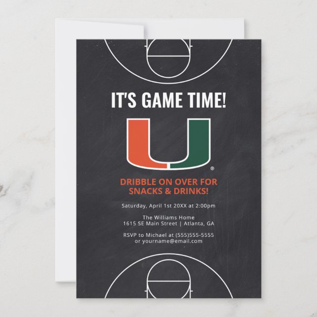 University of Miami Basketball Watch Party Invitation (Front)