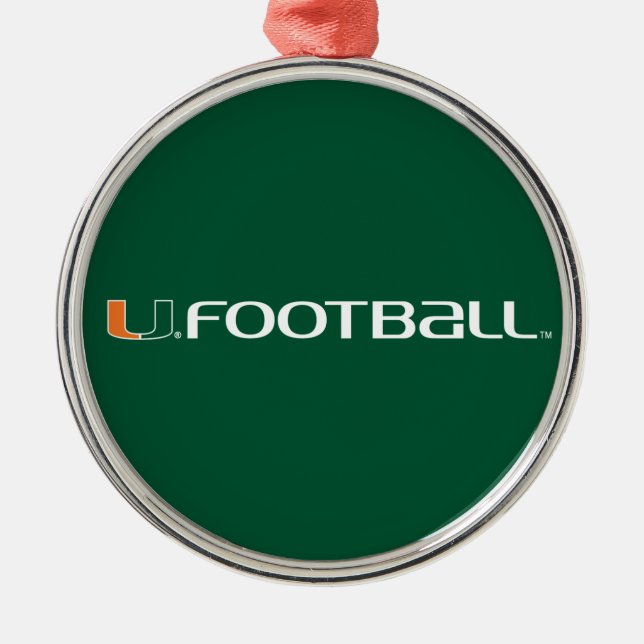 University of Miami Football Metal Ornament (Front)