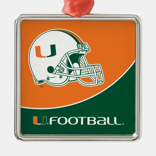 University of Miami Football Metal Ornament (Front)