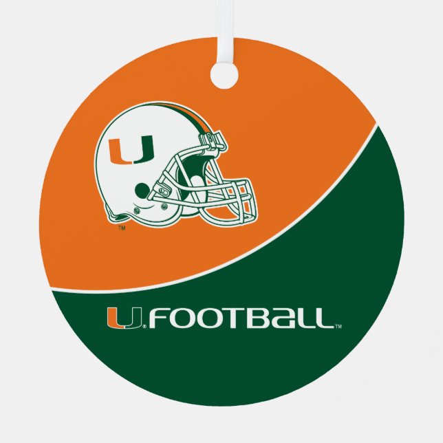 University of Miami Football Metal Ornament (Front)