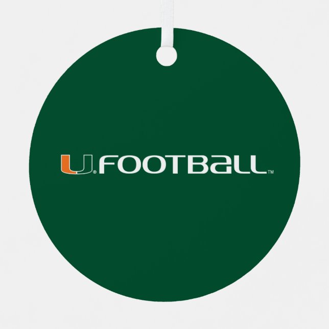 University of Miami Football Metal Ornament (Front)