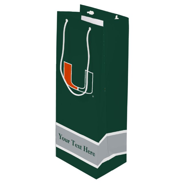 University of Miami Gift Bag - Bottle (Front Angled)