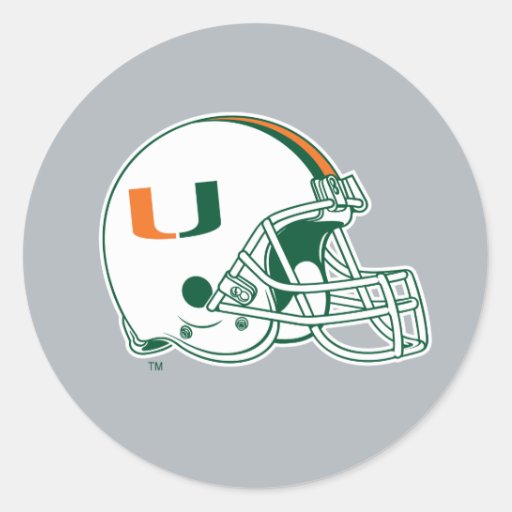 University of Miami Helmet Classic Round Sticker | Zazzle