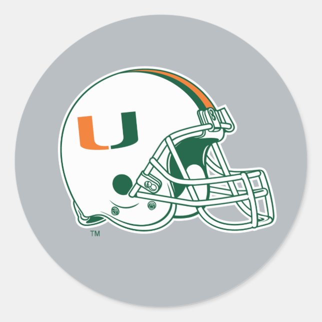 University of Miami Helmet Classic Round Sticker (Front)
