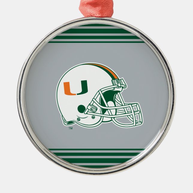 University of Miami Helmet Metal Ornament (Front)