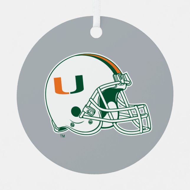 University of Miami Helmet Metal Ornament (Front)