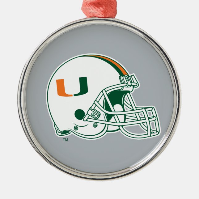 University of Miami Helmet Metal Ornament (Front)