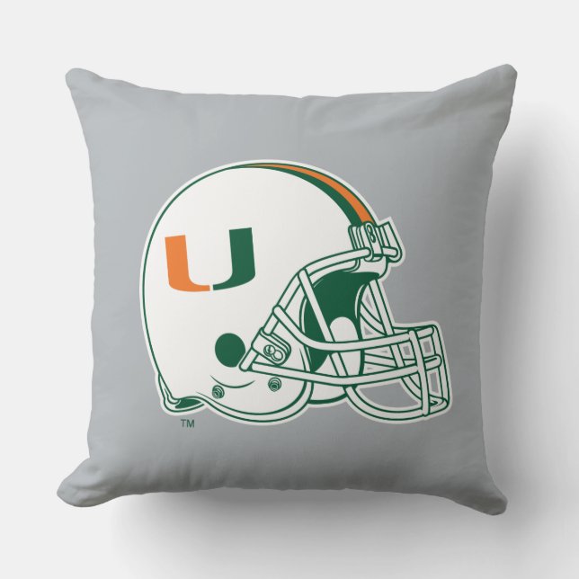 University of Miami Helmet Throw Pillow (Front)
