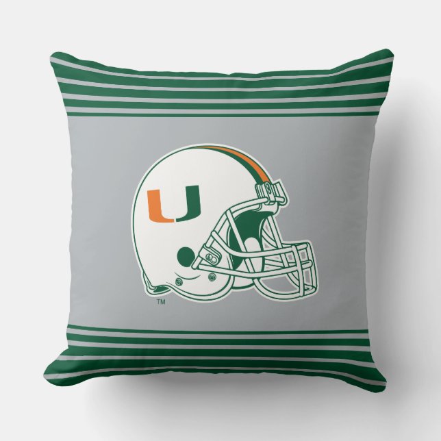 University of Miami Helmet Throw Pillow (Front)