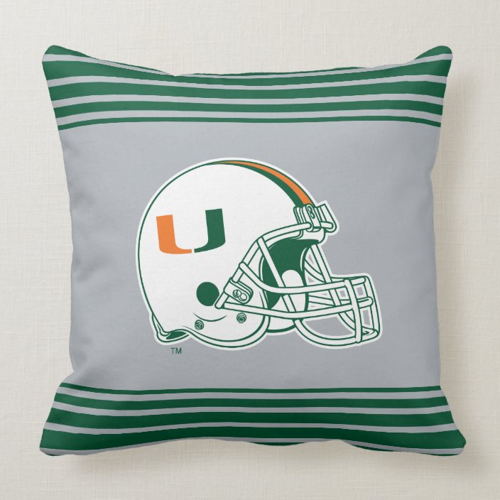 University of Miami Helmet Throw Pillow | Zazzle.com