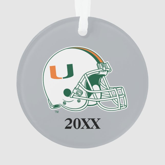 University of Miami Helmet with Year Ornament (Back)