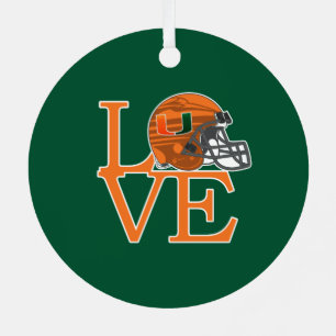 University of Miami Love Metal Ornament