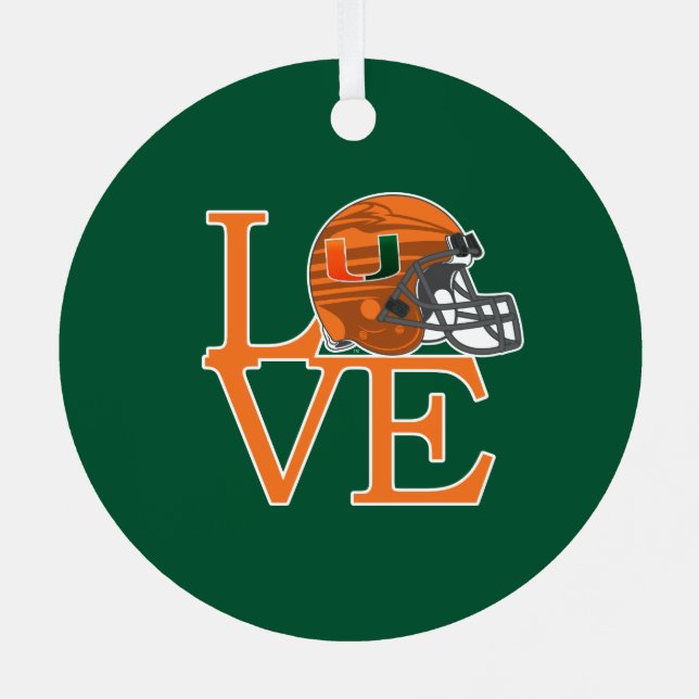 University of Miami Love Metal Ornament (Back)