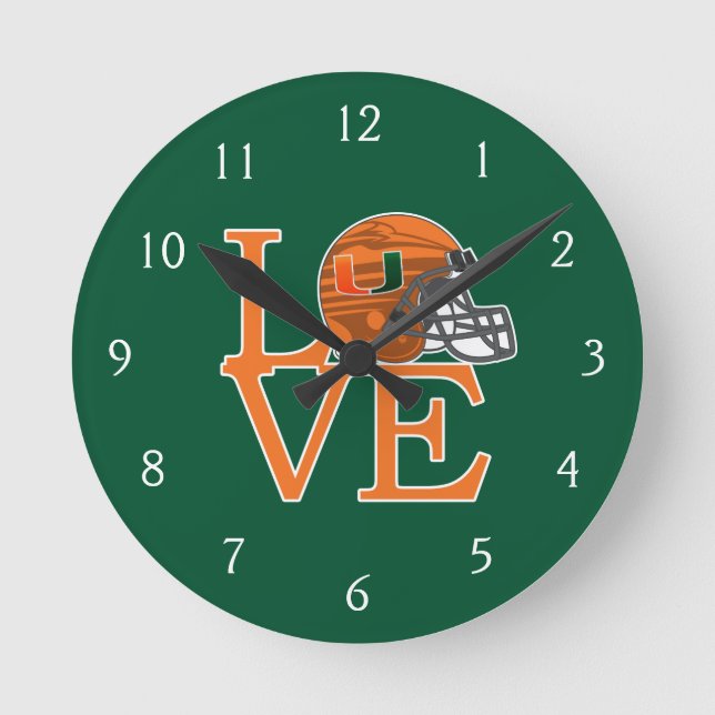 University of Miami Love Round Clock (Front)