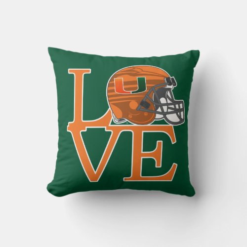 University of Miami Love Throw Pillow