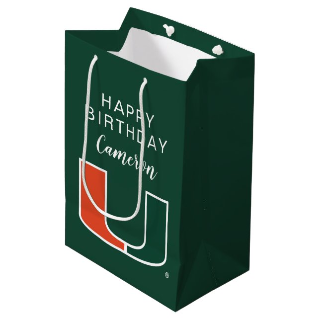 University of Miami Primary | Birthday Medium Gift Bag (Front Angled)