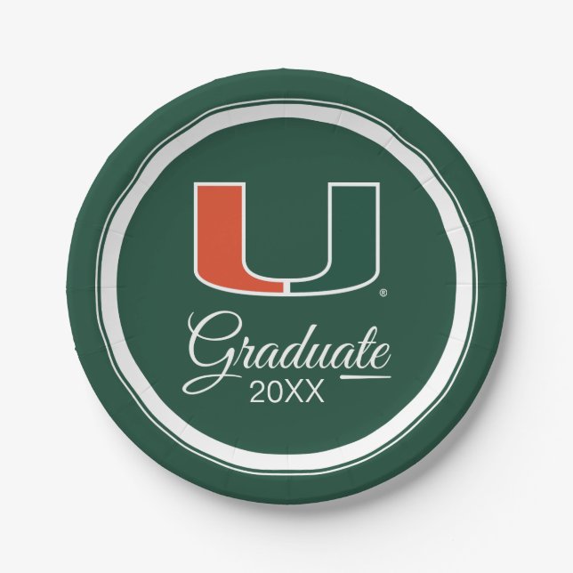 University of Miami Primary | Graduation Paper Plates (Front)