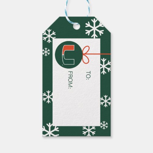 University of Miami Primary  Holiday Gift Tags