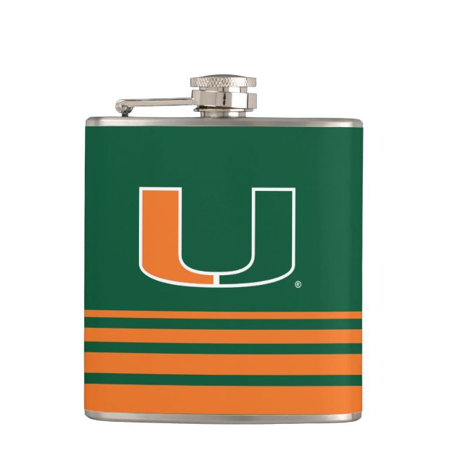 University of Miami U Hip Flask (Front)