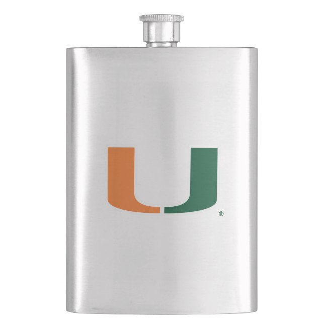 University of Miami U Hip Flask (Front)