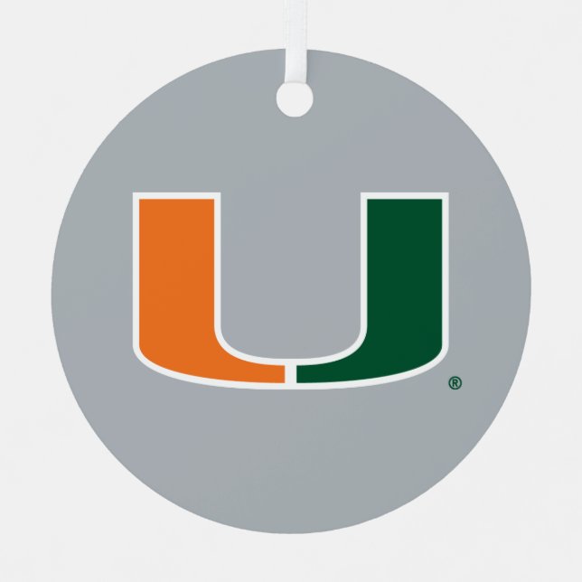 University of Miami U Metal Ornament (Front)